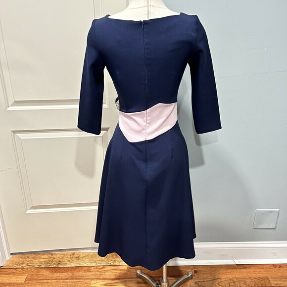 Nora Gardner Contrast Waistband Pinto Midi Dress - /Navy Multi - L - Picture 3 of 5